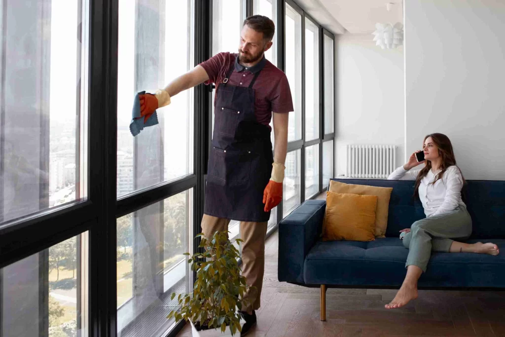 how to clean tall windows