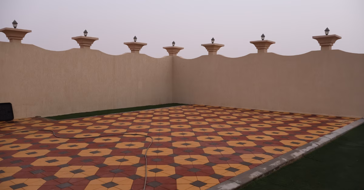 Stone patio after cleaning